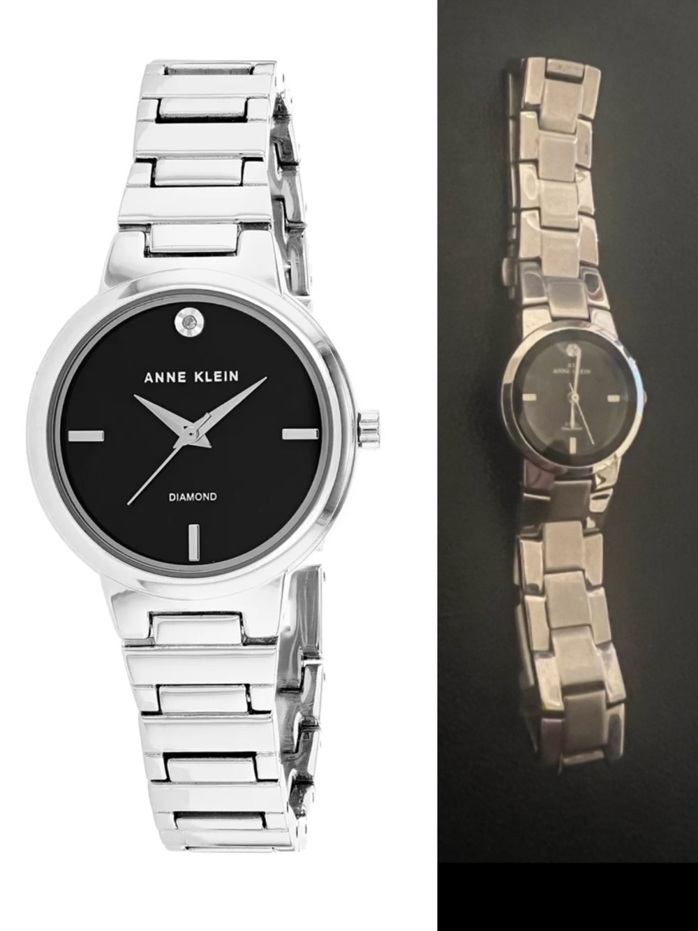 Vintage Anne Klein Genuine Diamond Stainless Steel Water Resistant Watch EUC